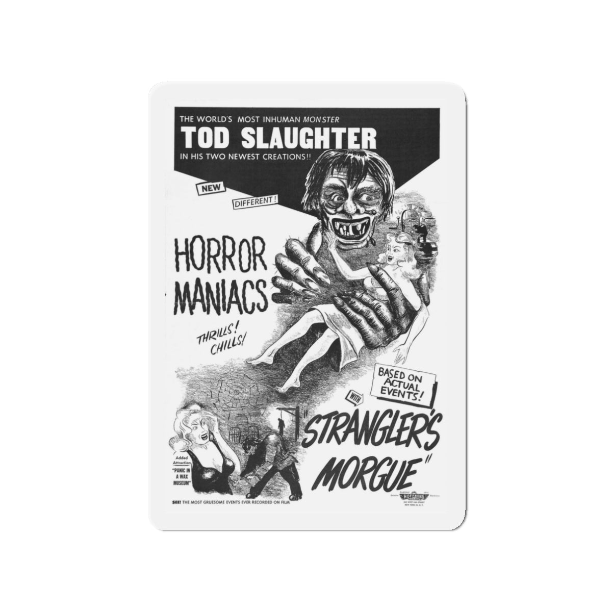 HORROR MANIACS + STRANGLERS MORGUE 1946 Movie Poster - Die-Cut Magnet-3" x 3"-The Sticker Space