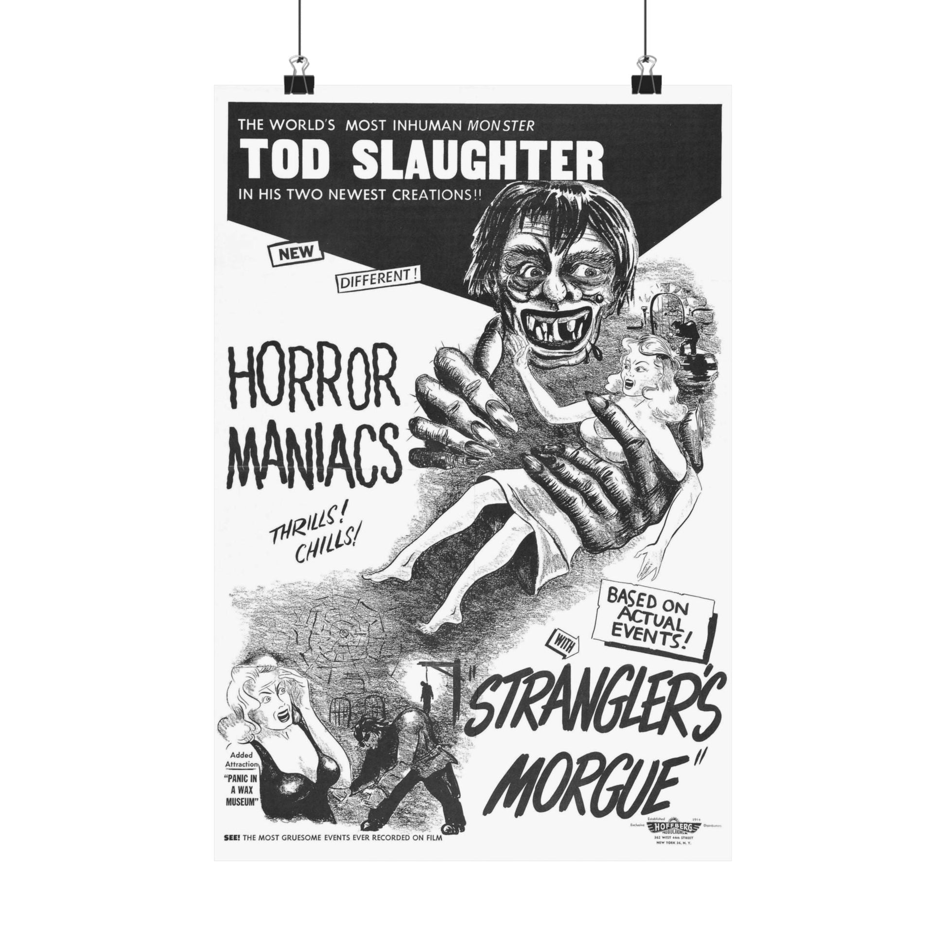 HORROR MANIACS + STRANGLERS MORGUE 1946 - Paper Movie Poster-12″ x 18″-The Sticker Space