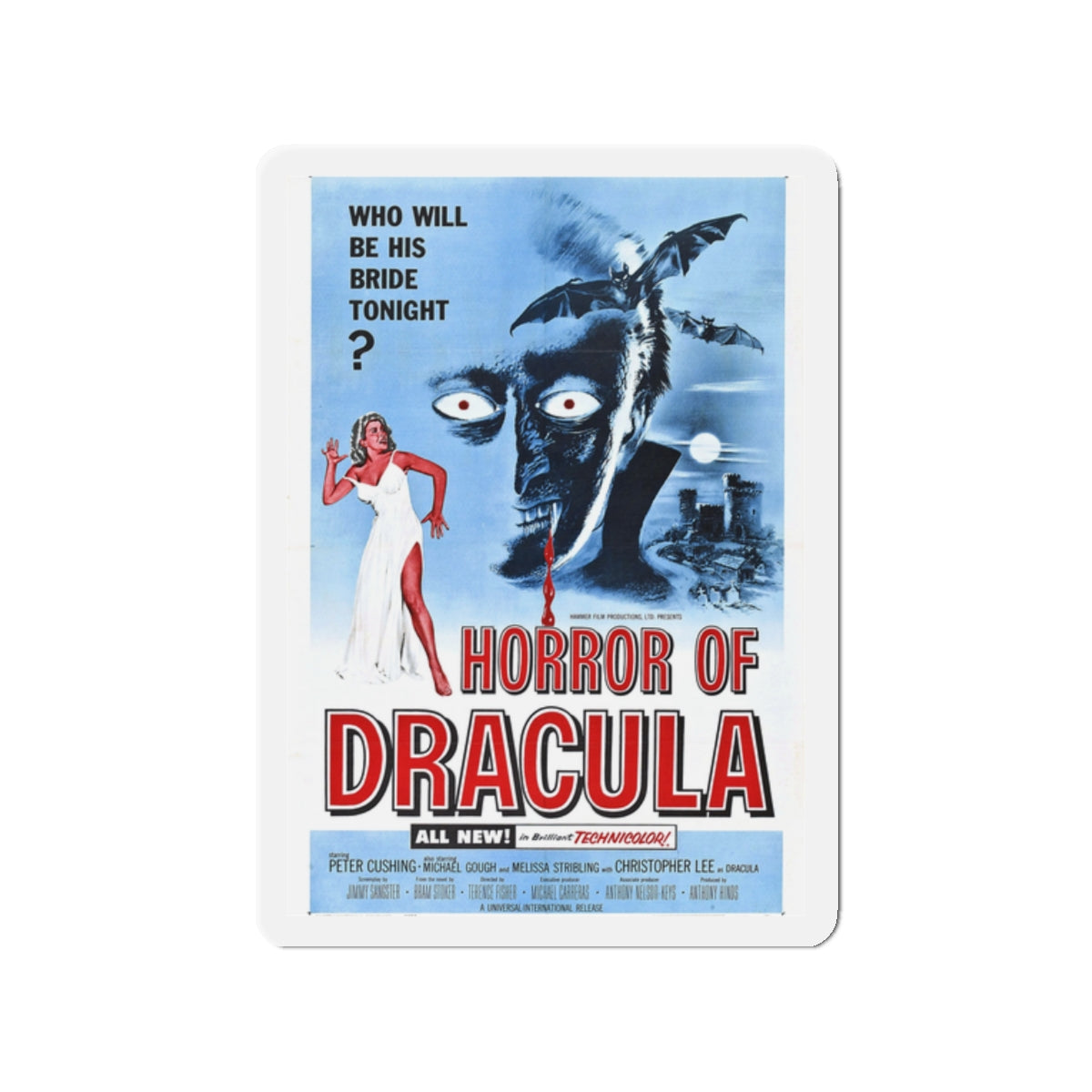 HORROR OF DRACULA 1958 Movie Poster - Die-Cut Magnet-2" x 2"-The Sticker Space