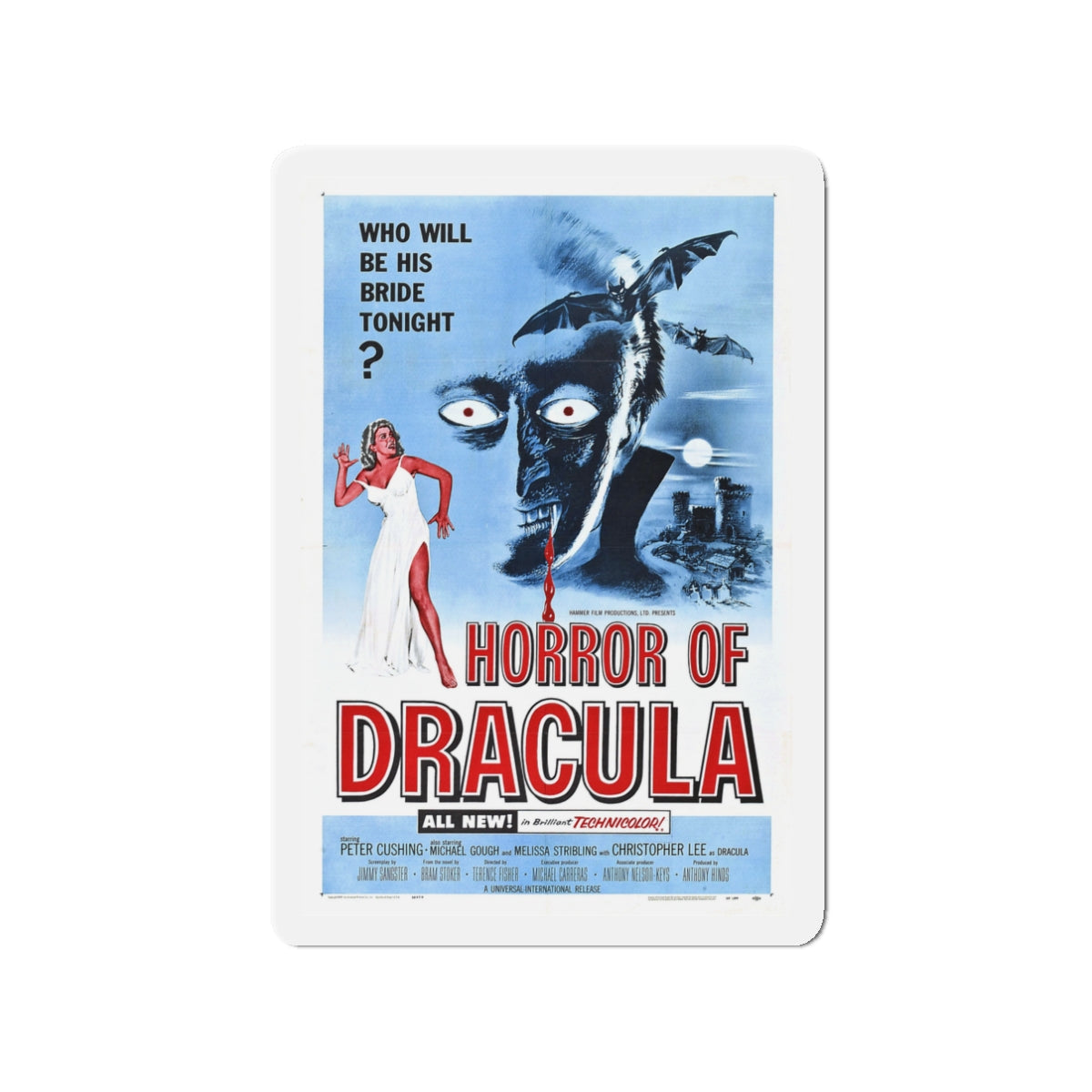 HORROR OF DRACULA 1958 Movie Poster - Die-Cut Magnet-3" x 3"-The Sticker Space