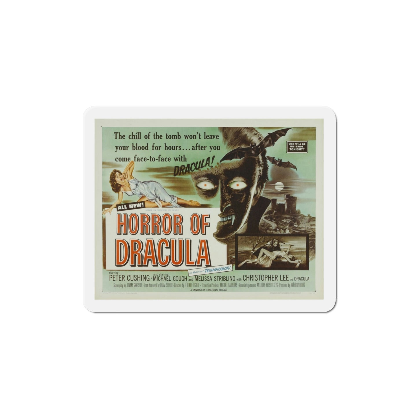 Horror of Dracula 1958 Movie Poster Die-Cut Magnet-4 Inch-The Sticker Space