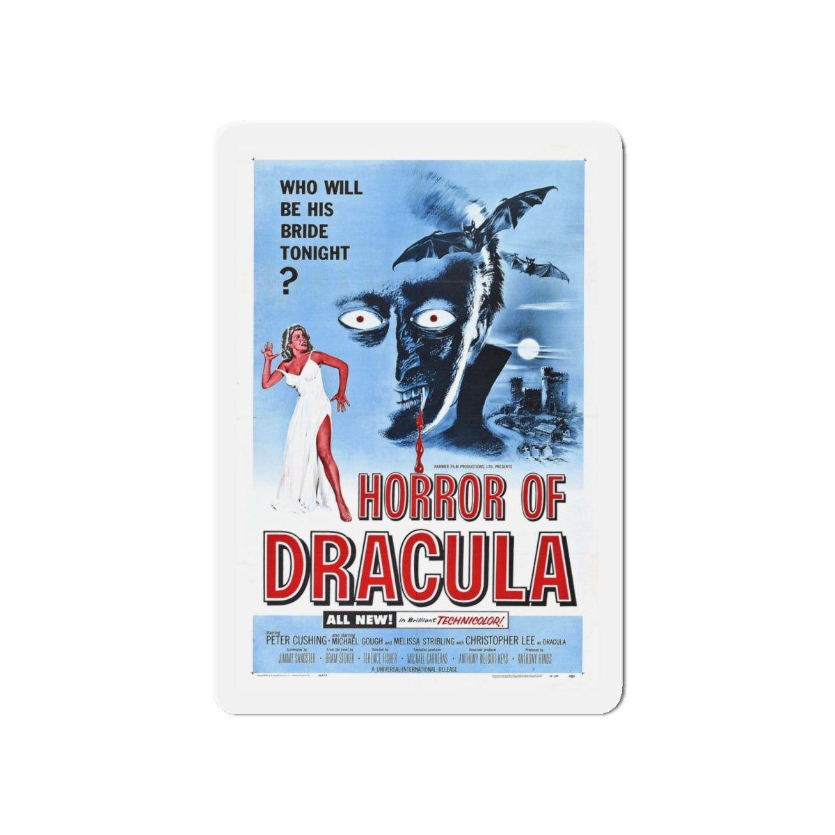 HORROR OF DRACULA 1958 Movie Poster - Die-Cut Magnet-5" x 5"-The Sticker Space