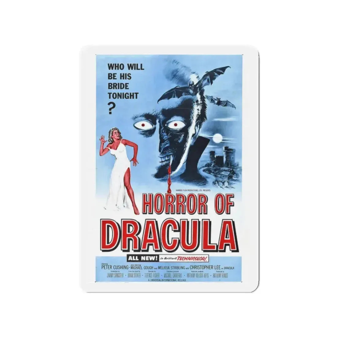 HORROR OF DRACULA 1958 Movie Poster - Refrigerator Magnet 2 Inch - The Sticker Space