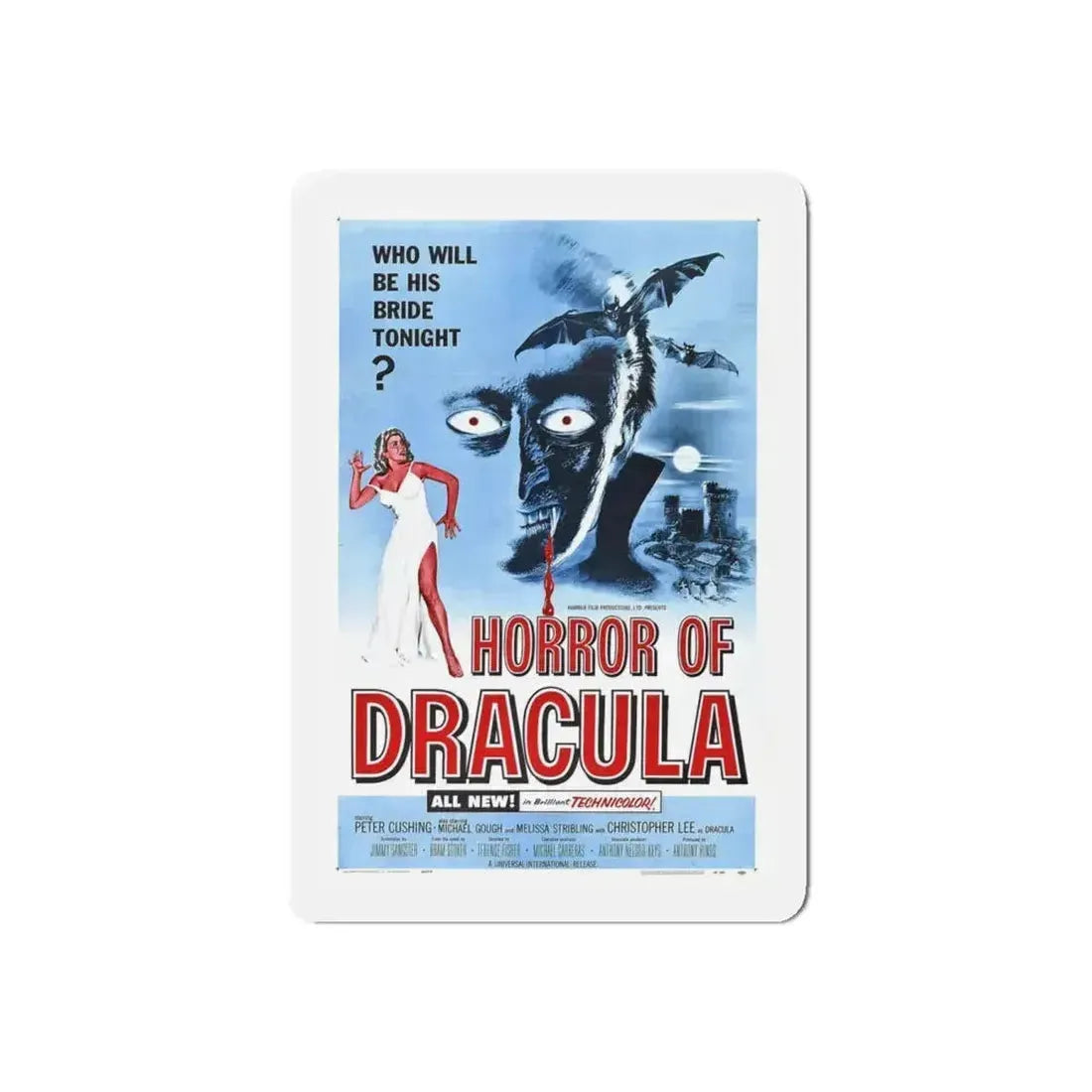 HORROR OF DRACULA 1958 Movie Poster - Refrigerator Magnet 4 Inch Die-Cut - The Sticker Space