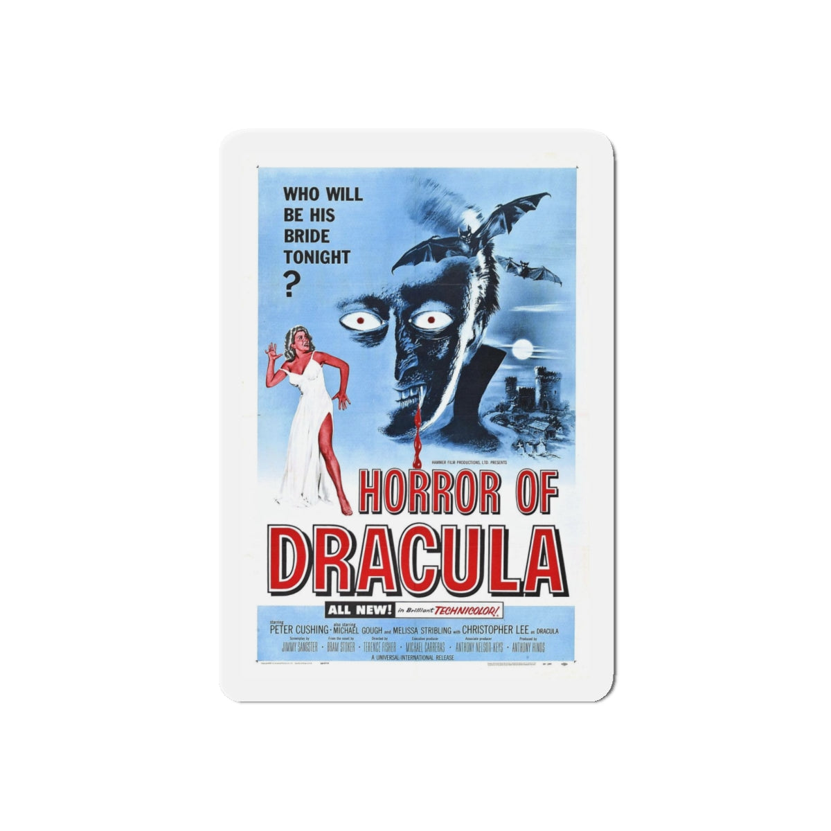 HORROR OF DRACULA 1958 Movie Poster - Refrigerator Magnet-4" x 4"-The Sticker Space