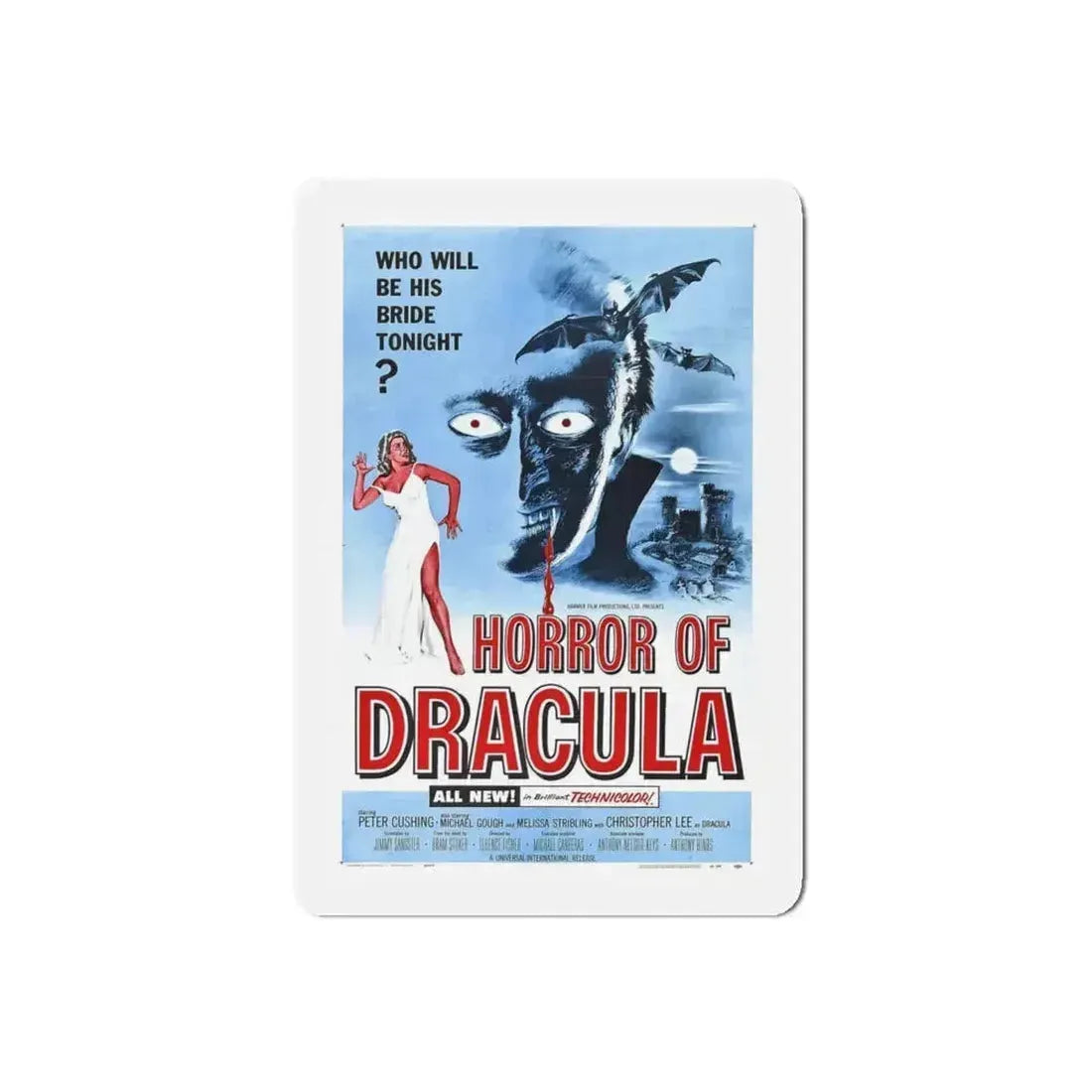 HORROR OF DRACULA 1958 Movie Poster - Refrigerator Magnet 5 Inch Die-Cut - The Sticker Space
