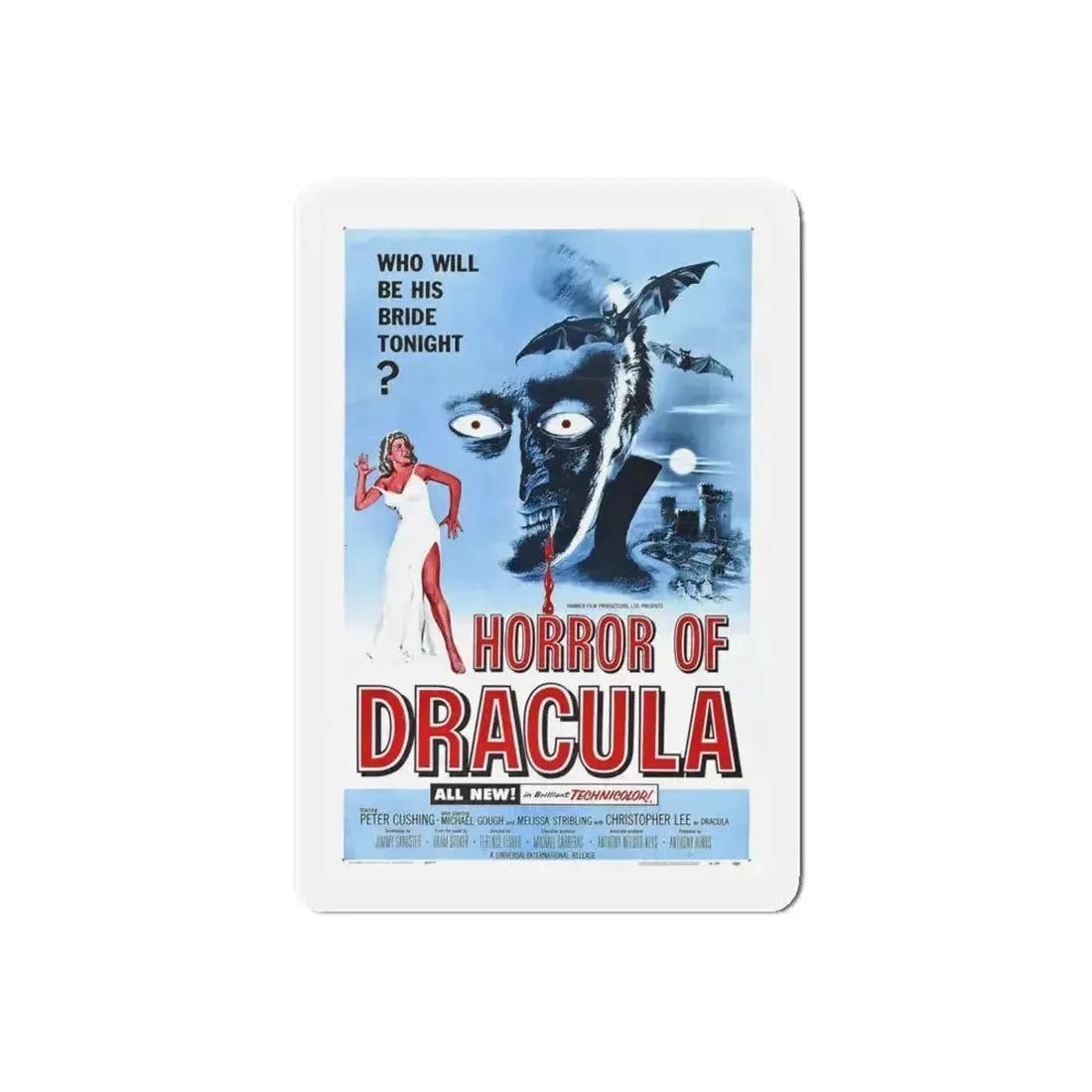 HORROR OF DRACULA 1958 Movie Poster - Refrigerator Magnet 6 Inch Die-Cut - The Sticker Space
