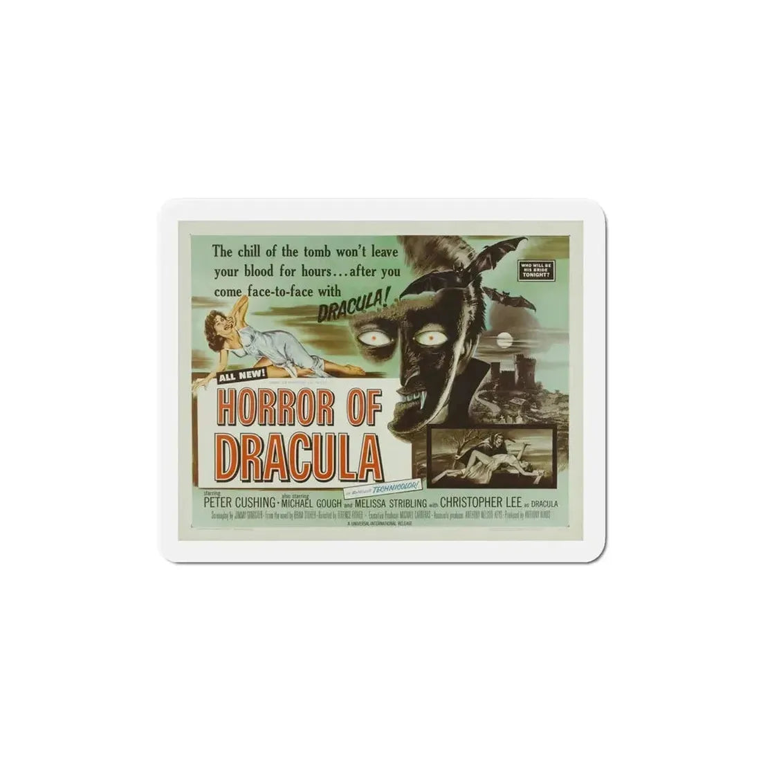 Horror of Dracula 1958 Movie Poster Refrigerator Magnet - The Sticker Space