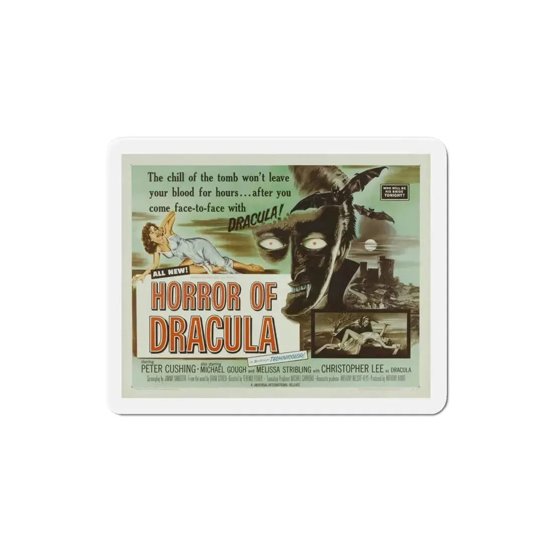 Horror of Dracula 1958 Movie Poster Refrigerator Magnet - The Sticker Space