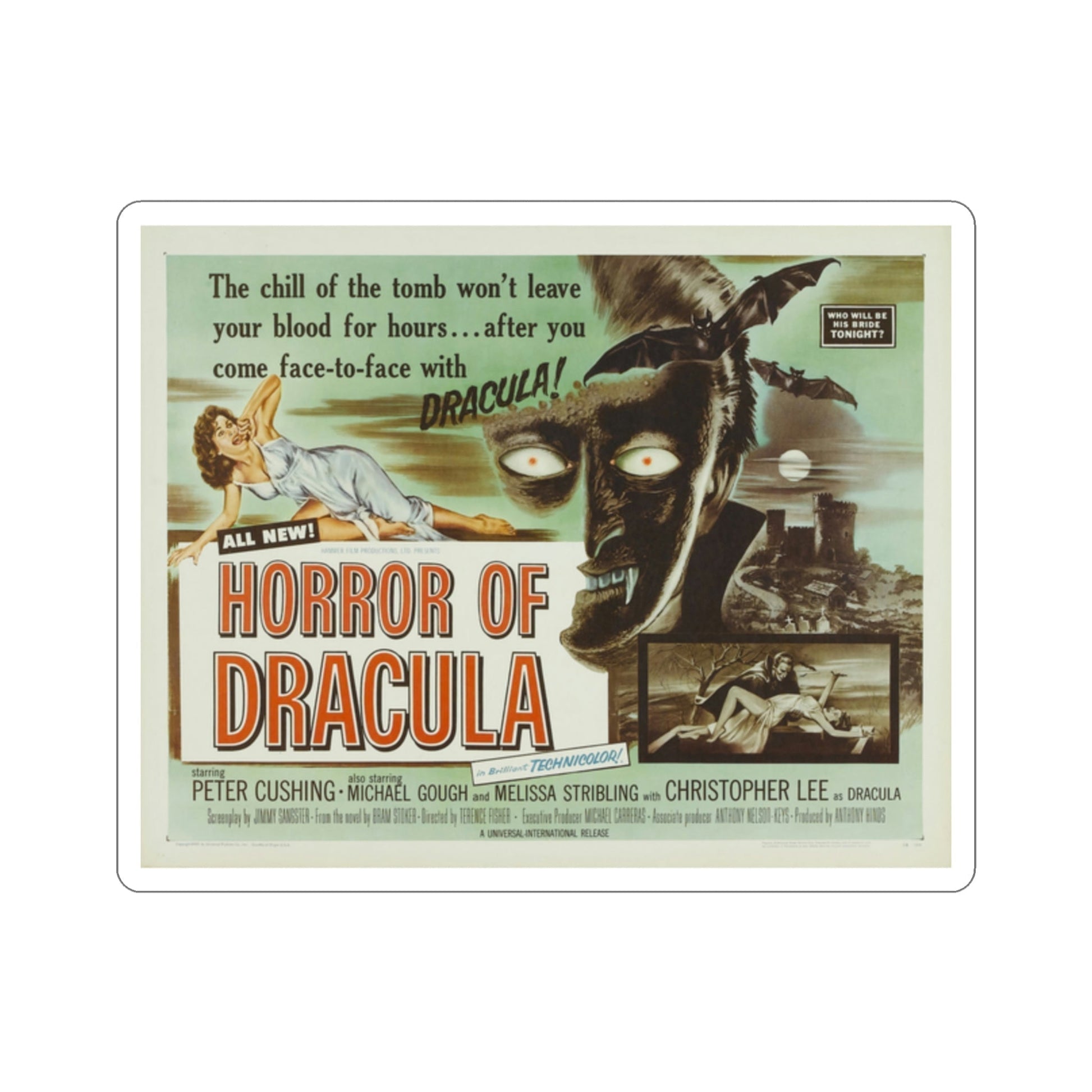 Horror of Dracula 1958 Movie Poster STICKER Vinyl Die-Cut Decal-2 Inch-The Sticker Space