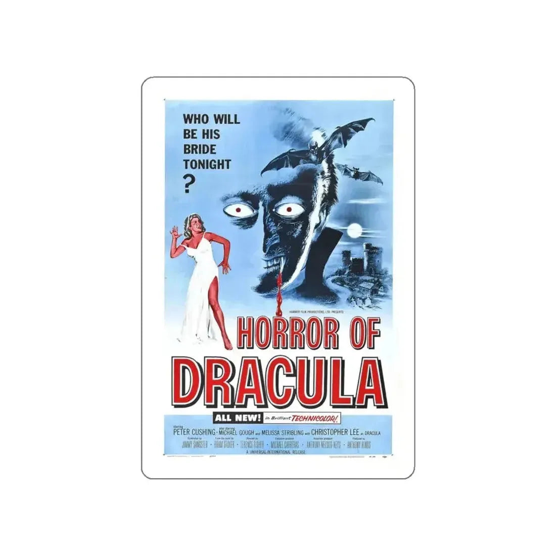 HORROR OF DRACULA 1958 Movie Poster STICKER Vinyl Die-Cut Decal - The Sticker Space