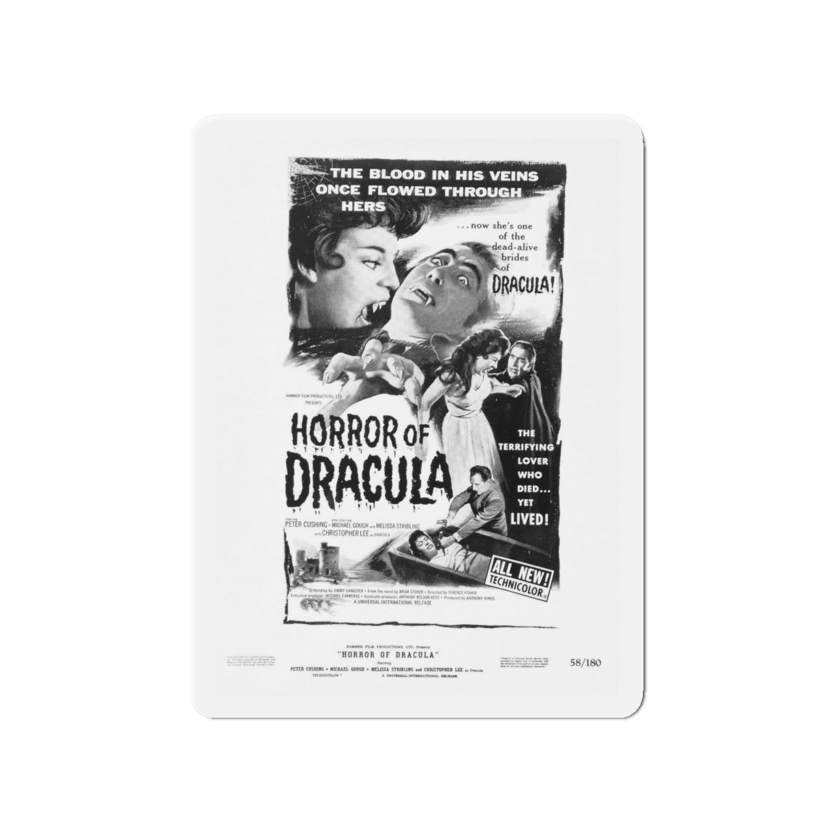 HORROR OF DRACULA (2) 1958 Movie Poster - Die-Cut Magnet-4" x 4"-The Sticker Space