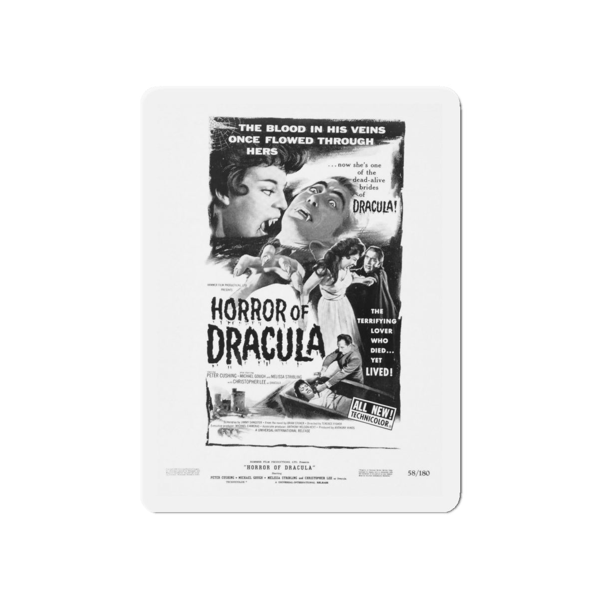 HORROR OF DRACULA (2) 1958 Movie Poster - Die-Cut Magnet-5" x 5"-The Sticker Space