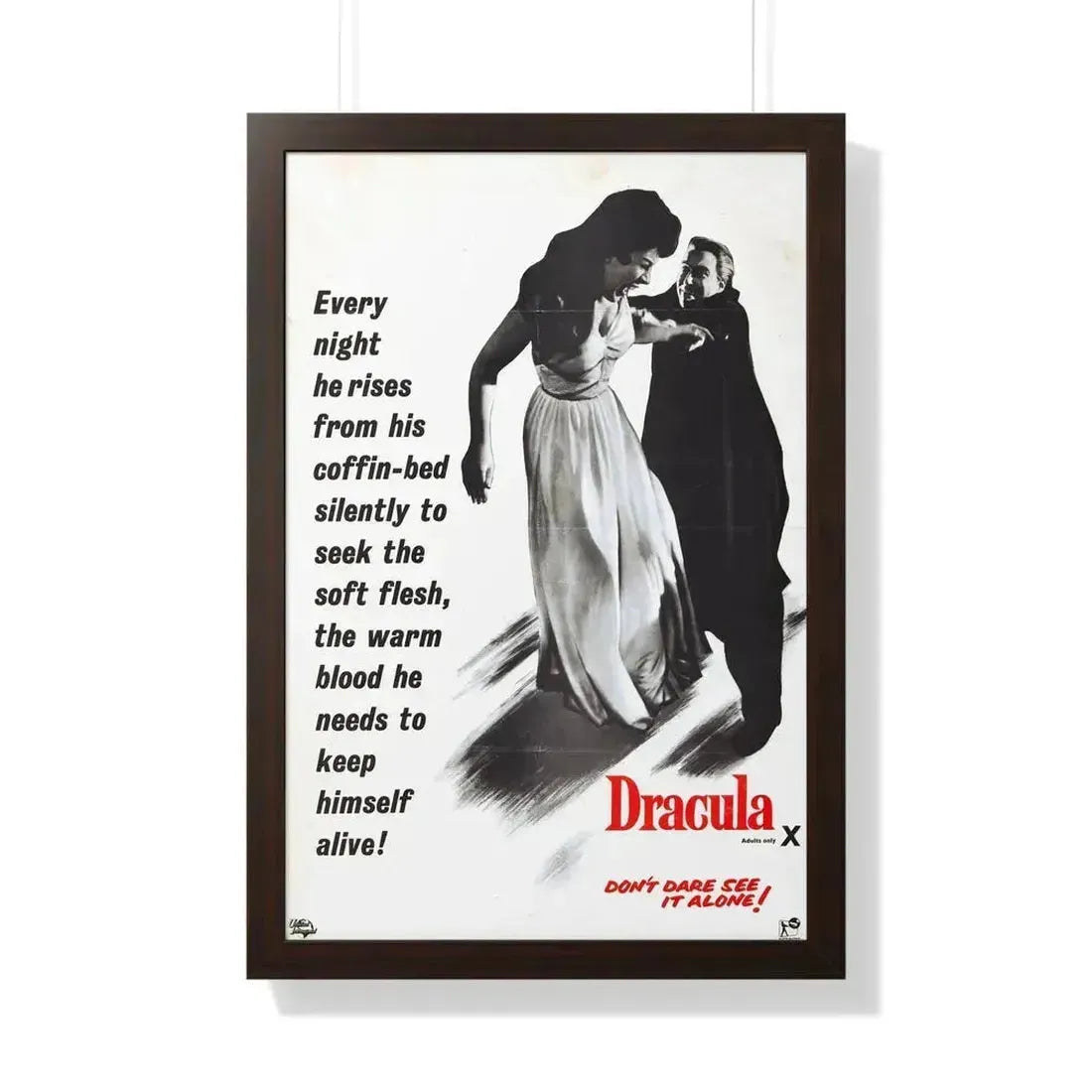 HORROR OF DRACULA (3) 1958 - Framed Movie Poster 20" x 30" Walnut - The Sticker Space