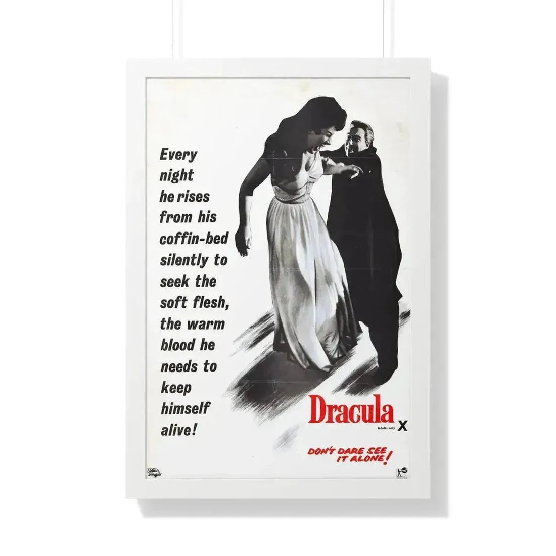 HORROR OF DRACULA (3) 1958 - Framed Movie Poster 20" x 30" White - The Sticker Space