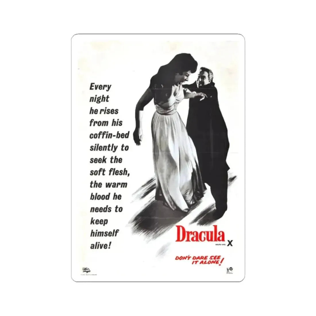 HORROR OF DRACULA (3) 1958 Movie Poster - STICKER Vinyl Kiss-Cut Decal 2 Inch White - The Sticker Space