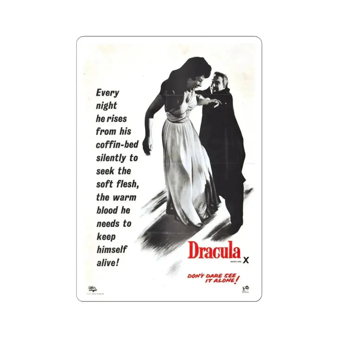 HORROR OF DRACULA (3) 1958 Movie Poster - STICKER Vinyl Kiss-Cut Decal 6 Inch White - The Sticker Space