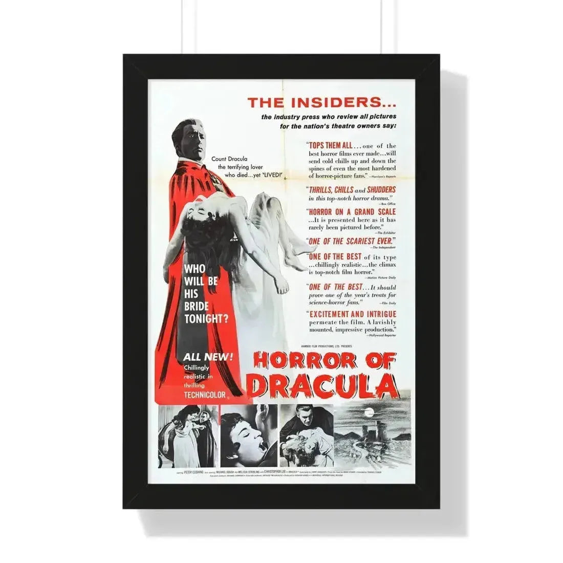 HORROR OF DRACULA (4) 1958 - Framed Movie Poster 16″ x 24″ Black - The Sticker Space