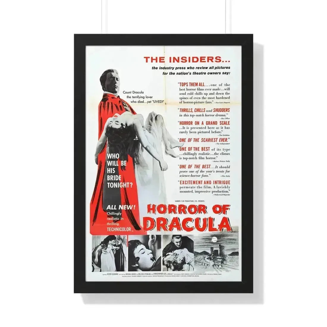 HORROR OF DRACULA (4) 1958 - Framed Movie Poster 20" x 30" Black - The Sticker Space