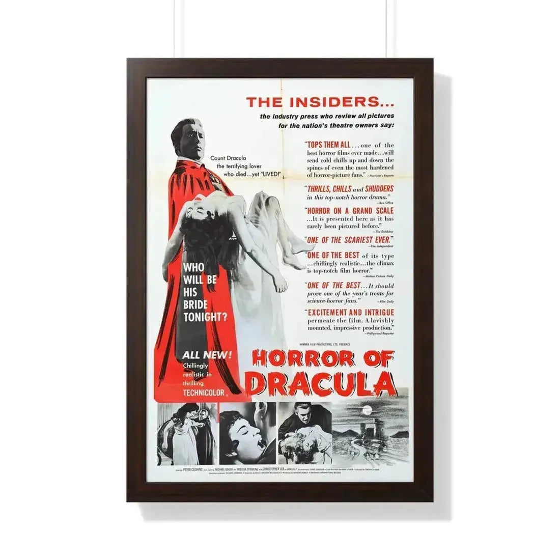 HORROR OF DRACULA (4) 1958 - Framed Movie Poster 20" x 30" Walnut - The Sticker Space