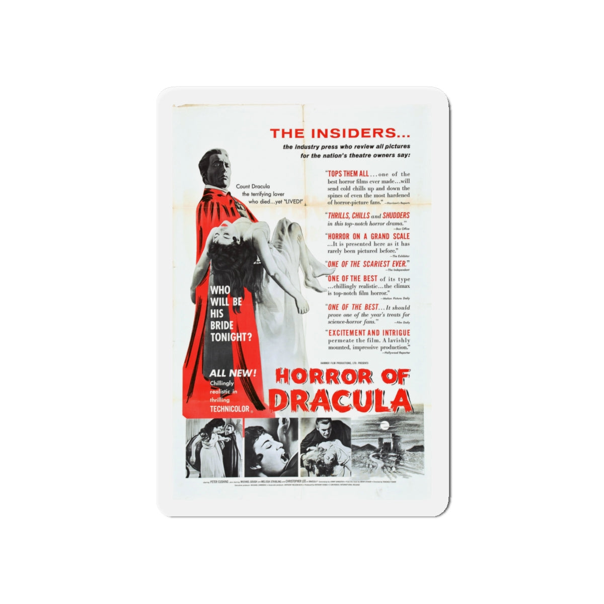 HORROR OF DRACULA (4) 1958 Movie Poster - Die-Cut Magnet-5" x 5"-The Sticker Space