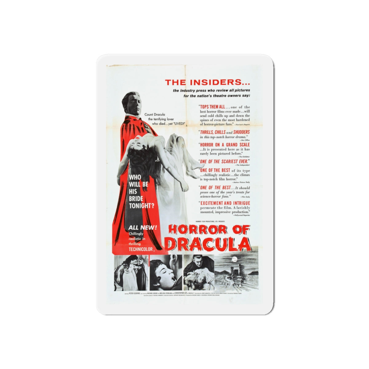 HORROR OF DRACULA (4) 1958 Movie Poster - Die-Cut Magnet-6 × 6"-The Sticker Space