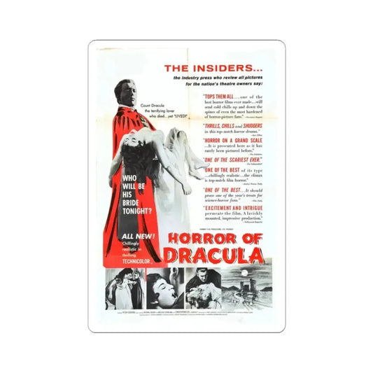 HORROR OF DRACULA (4) 1958 Movie Poster - STICKER Vinyl Kiss-Cut Decal 2 Inch White - The Sticker Space