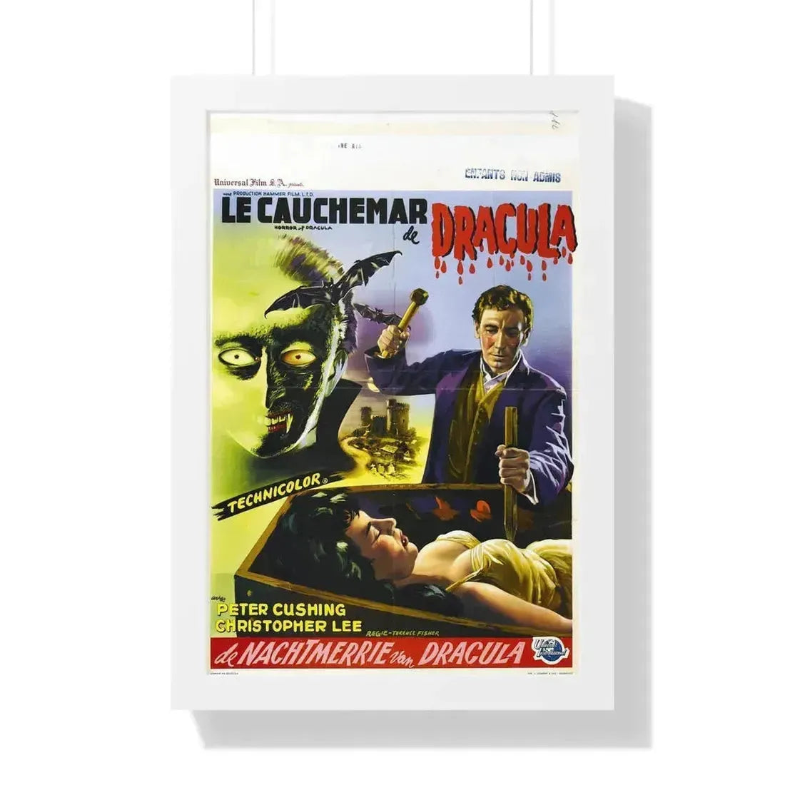 HORROR OF DRACULA (BELGIAN) 1958 - Framed Movie Poster 16″ x 24″ White - The Sticker Space