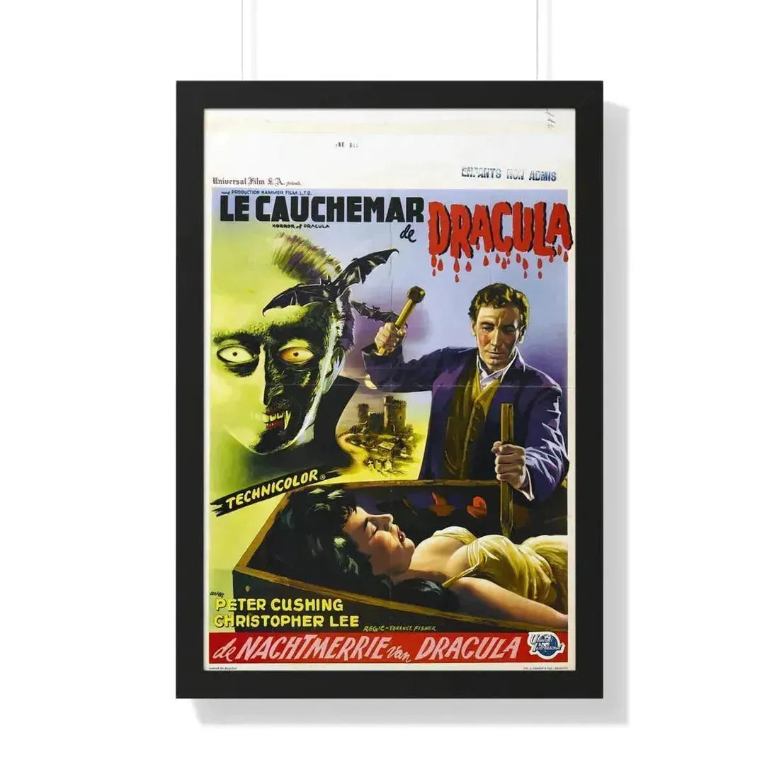 HORROR OF DRACULA (BELGIAN) 1958 - Framed Movie Poster 20" x 30" Black - The Sticker Space
