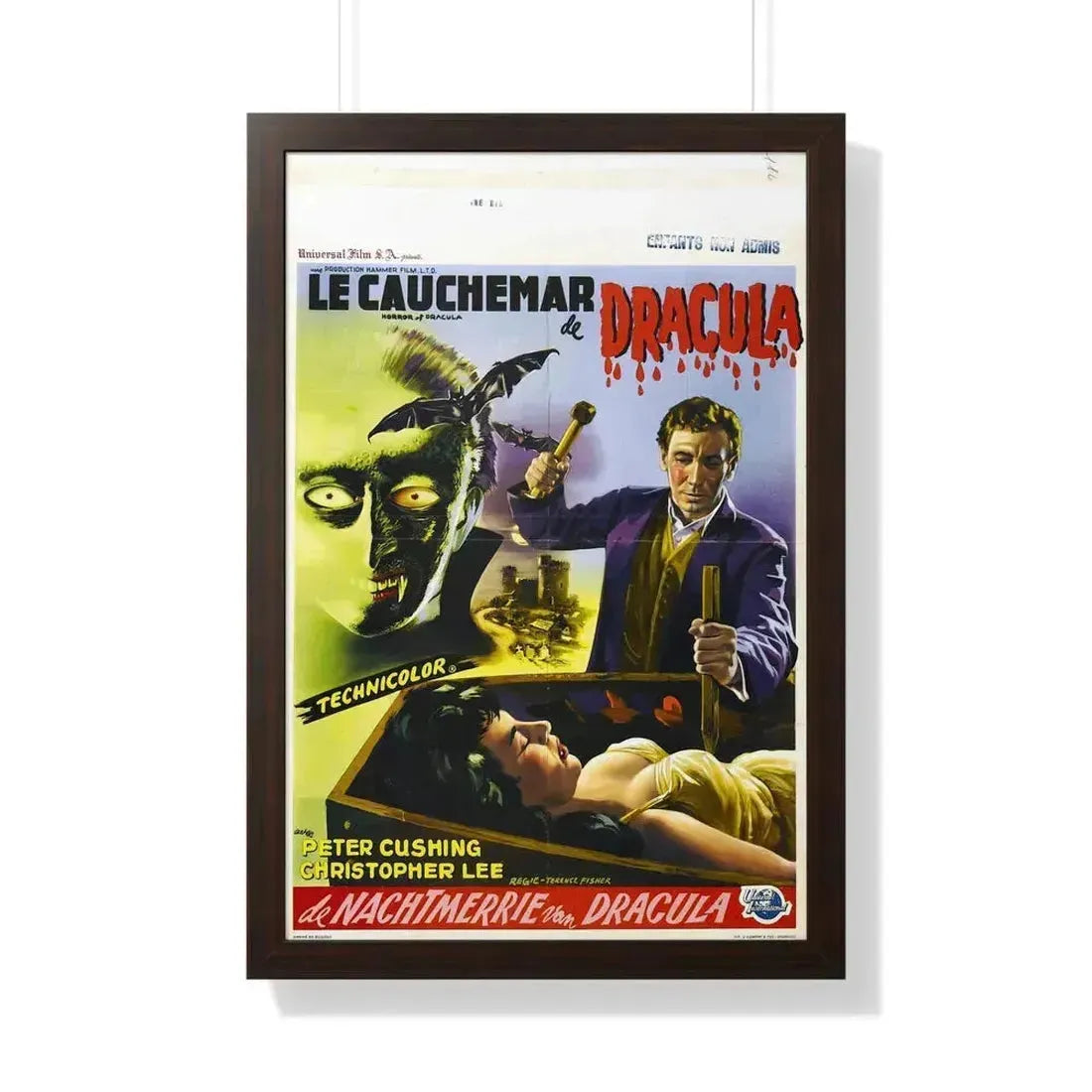 HORROR OF DRACULA (BELGIAN) 1958 - Framed Movie Poster 20" x 30" Walnut - The Sticker Space