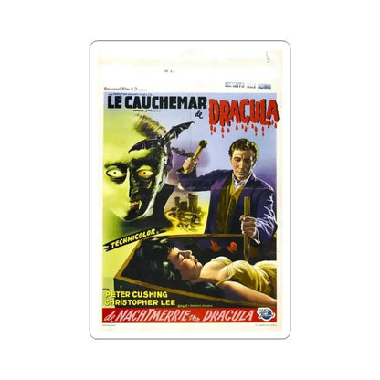 HORROR OF DRACULA (BELGIAN) 1958 Movie Poster - STICKER Vinyl Kiss-Cut Decal 3 Inch White - The Sticker Space