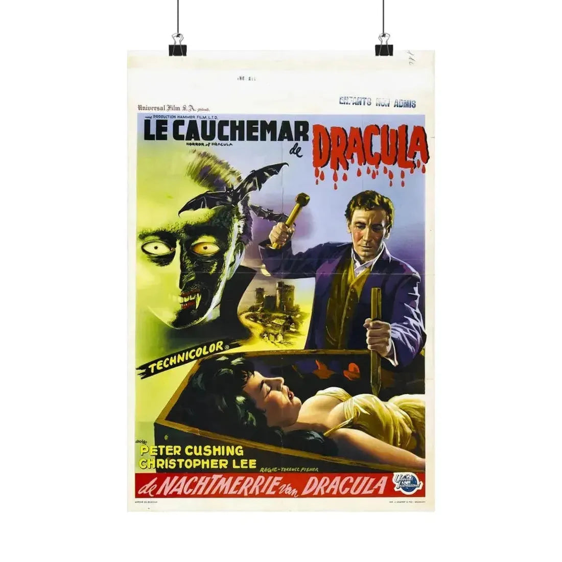 HORROR OF DRACULA (BELGIAN) 1958 - Paper Movie Poster - The Sticker Space