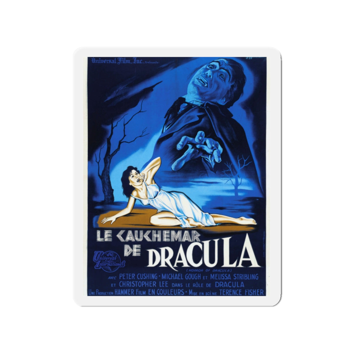 HORROR OF DRACULA (FRENCH) 1958 Movie Poster - Die-Cut Magnet-2" x 2"-The Sticker Space