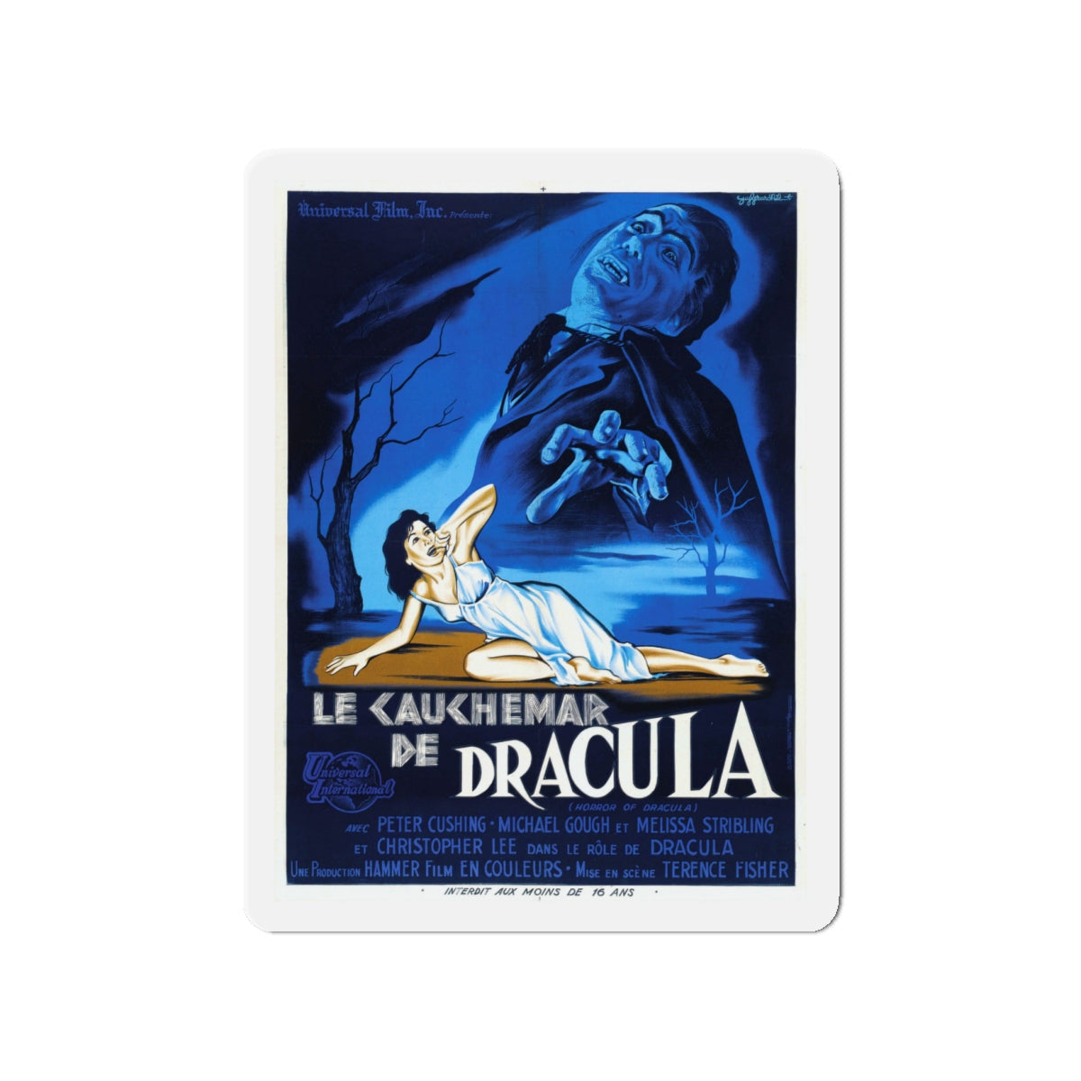 HORROR OF DRACULA (FRENCH) 1958 Movie Poster - Die-Cut Magnet-4" x 4"-The Sticker Space