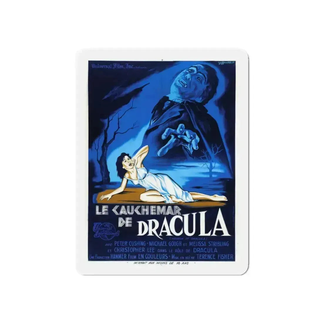 HORROR OF DRACULA (FRENCH) 1958 Movie Poster - Refrigerator Magnet 3 Inch Die-Cut - The Sticker Space
