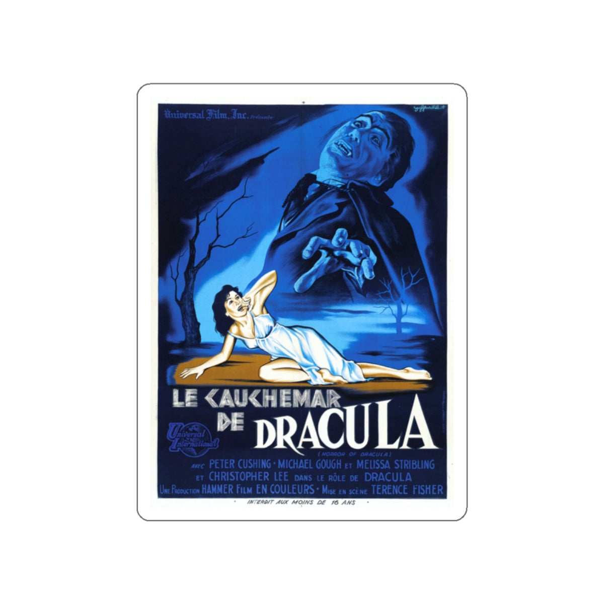 HORROR OF DRACULA (FRENCH) 1958 Movie Poster STICKER Vinyl Die-Cut Decal-2 Inch-The Sticker Space