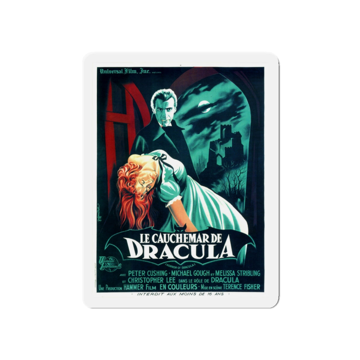 HORROR OF DRACULA (FRENCH) 2 1958 Movie Poster - Die-Cut Magnet-5" x 5"-The Sticker Space