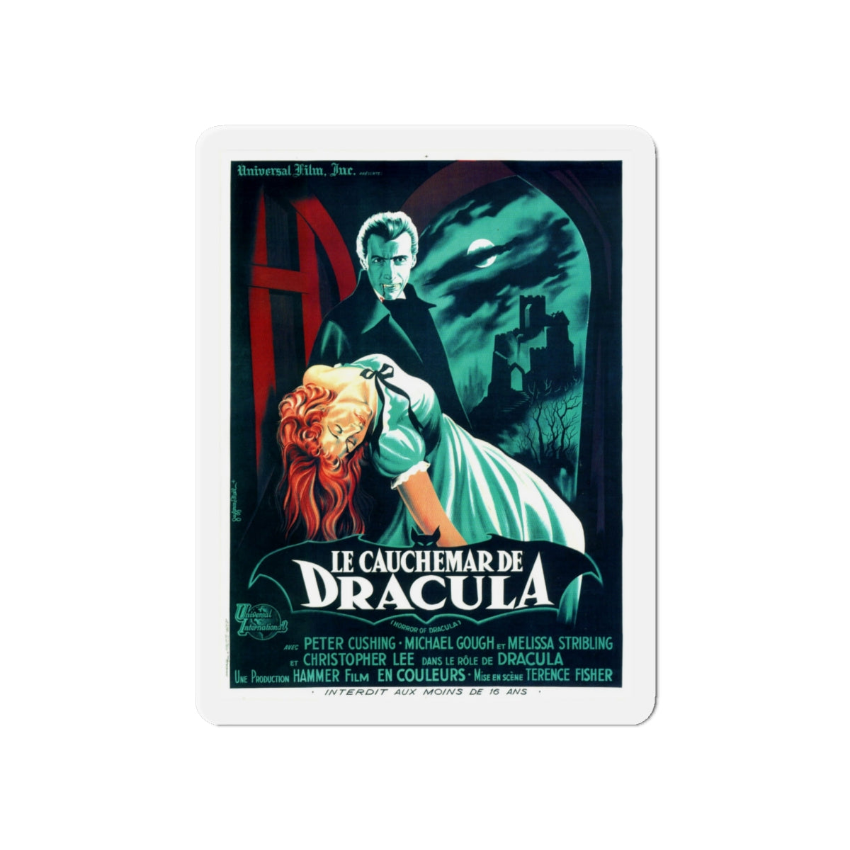 HORROR OF DRACULA (FRENCH) 2 1958 Movie Poster - Die-Cut Magnet-6 × 6"-The Sticker Space