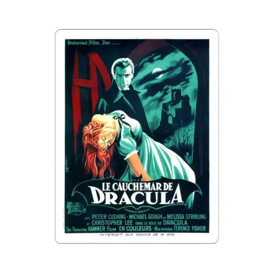 HORROR OF DRACULA (FRENCH) 2 1958 Movie Poster - STICKER Vinyl Kiss-Cut Decal 2 Inch White - The Sticker Space