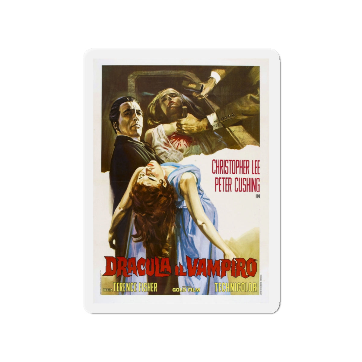 HORROR OF DRACULA (ITALIAN) 1958 Movie Poster - Die-Cut Magnet-3" x 3"-The Sticker Space