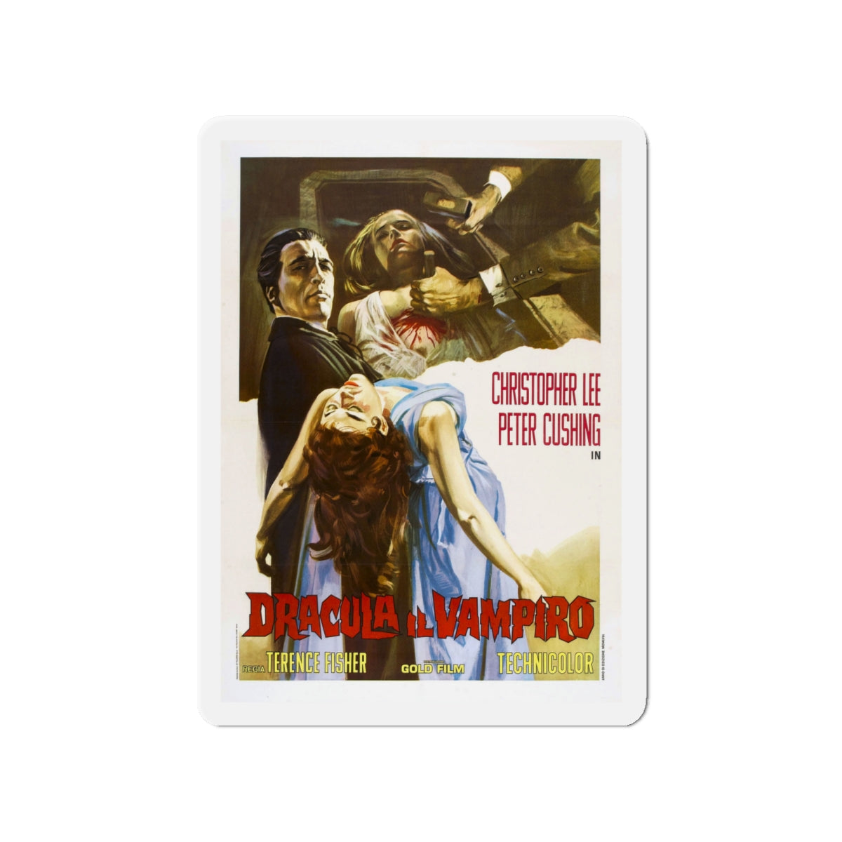 HORROR OF DRACULA (ITALIAN) 1958 Movie Poster - Die-Cut Magnet-4" x 4"-The Sticker Space