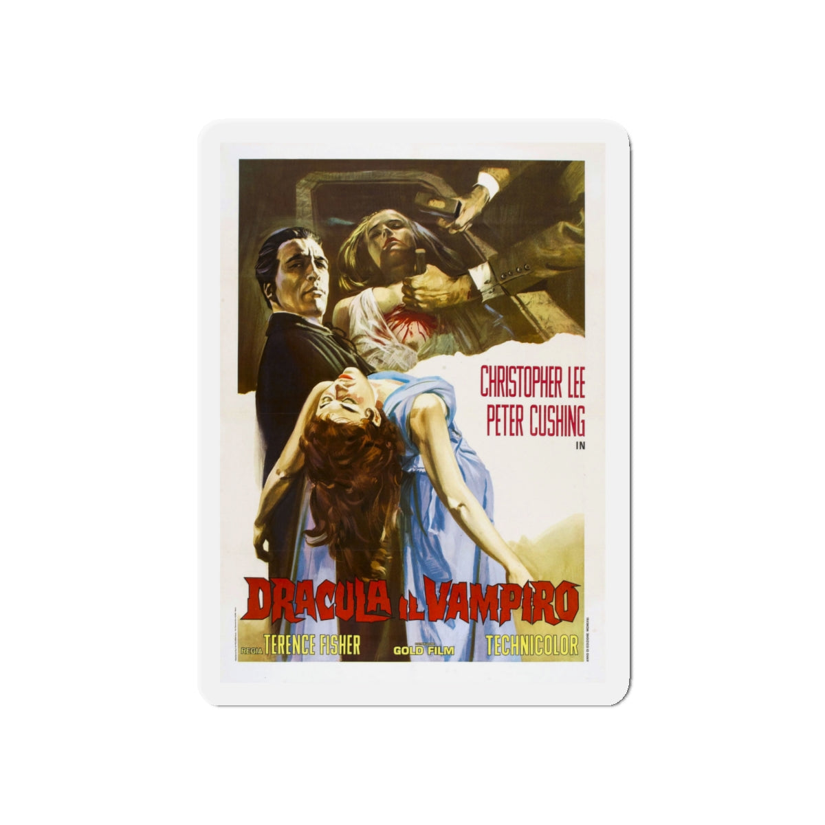 HORROR OF DRACULA (ITALIAN) 1958 Movie Poster - Die-Cut Magnet-5" x 5"-The Sticker Space