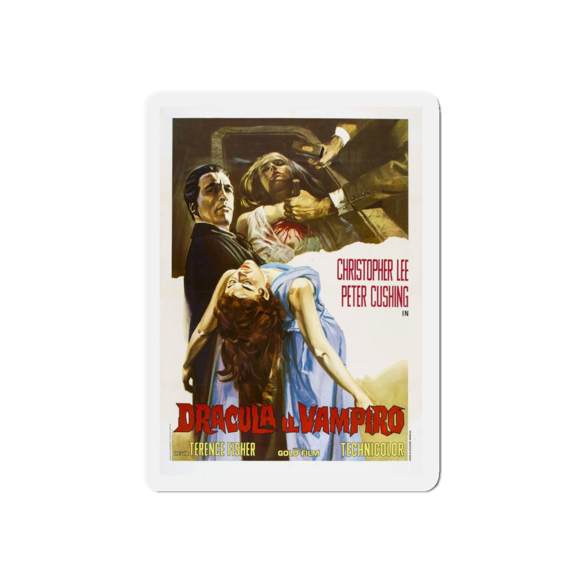 HORROR OF DRACULA (ITALIAN) 1958 Movie Poster - Refrigerator Magnet-4" x 4"-The Sticker Space