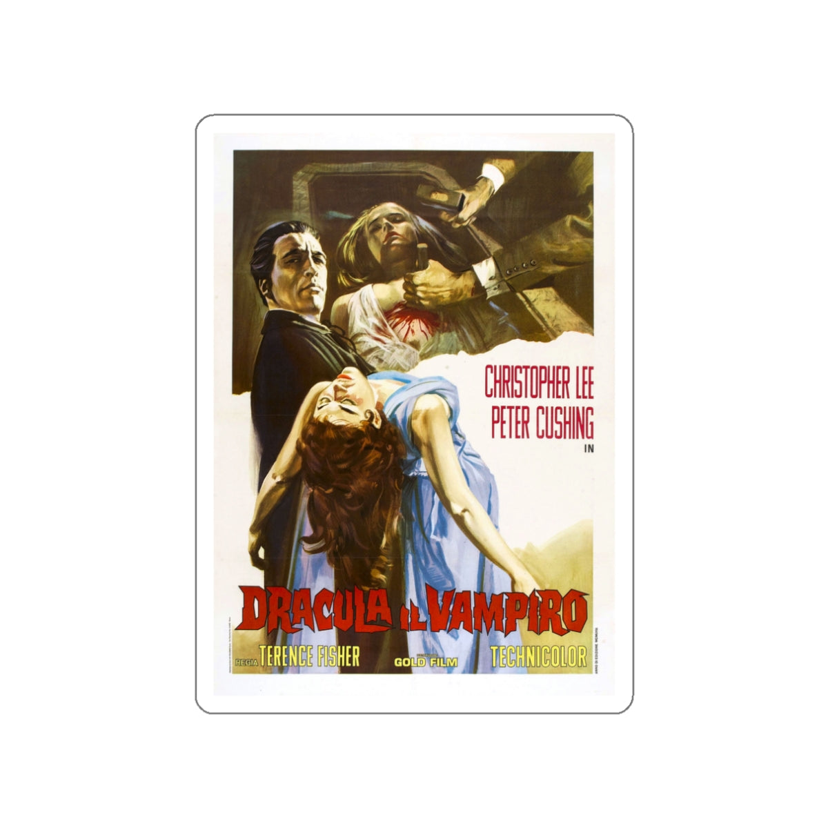 HORROR OF DRACULA (ITALIAN) 1958 Movie Poster STICKER Vinyl Die-Cut Decal-3 Inch-The Sticker Space