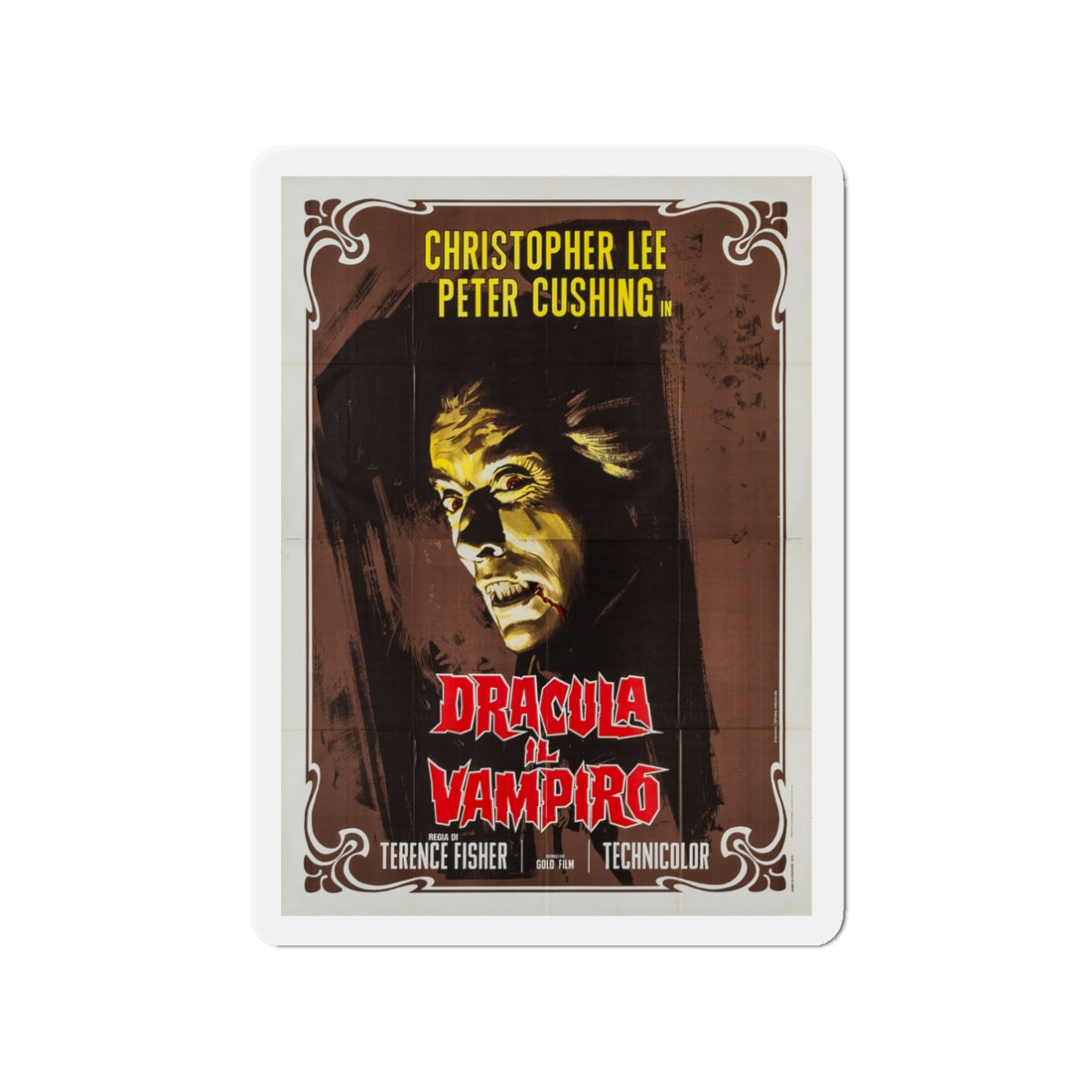 HORROR OF DRACULA (ITALIAN) 2 1958 Movie Poster - Die-Cut Magnet-3" x 3"-The Sticker Space