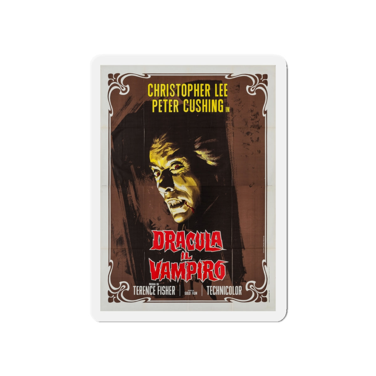 HORROR OF DRACULA (ITALIAN) 2 1958 Movie Poster - Die-Cut Magnet-5" x 5"-The Sticker Space