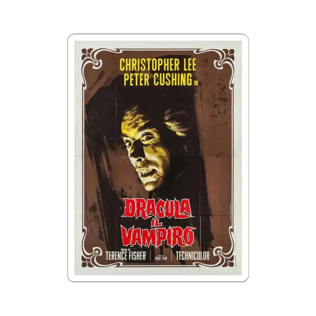 HORROR OF DRACULA (ITALIAN) 2 1958 Movie Poster - STICKER Vinyl Kiss-Cut Decal 4 Inch White - The Sticker Space