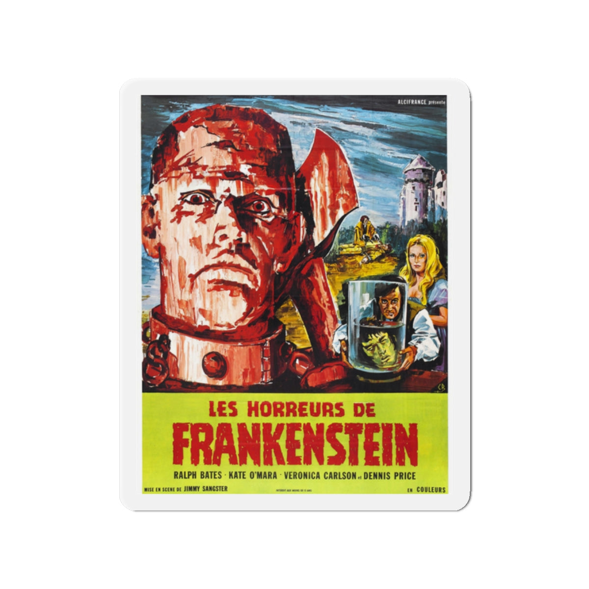 HORROR OF FRANKENSTEIN 1970 Movie Poster - Die-Cut Magnet-2" x 2"-The Sticker Space