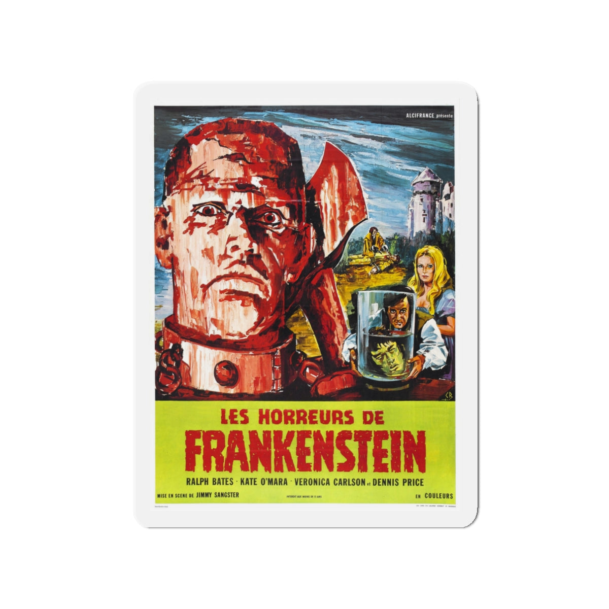 HORROR OF FRANKENSTEIN 1970 Movie Poster - Die-Cut Magnet-3" x 3"-The Sticker Space