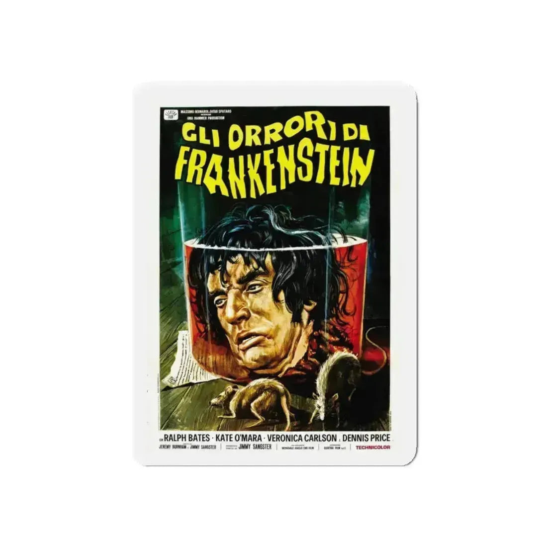 HORROR OF FRANKENSTEIN (ITALIAN) 1970 Movie Poster - Refrigerator Magnet 3 Inch Die-Cut - The Sticker Space